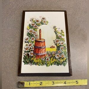 Vintage 60s 70s Country Wall Hanging by Thayer With Flowers Floral Design